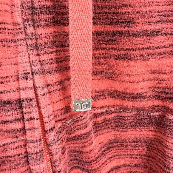 Juicy Couture Size Large Pink/Salmon Velour Zip-Up Hooded Sweatshirt Jacket Y2K - Picture 5 of 9